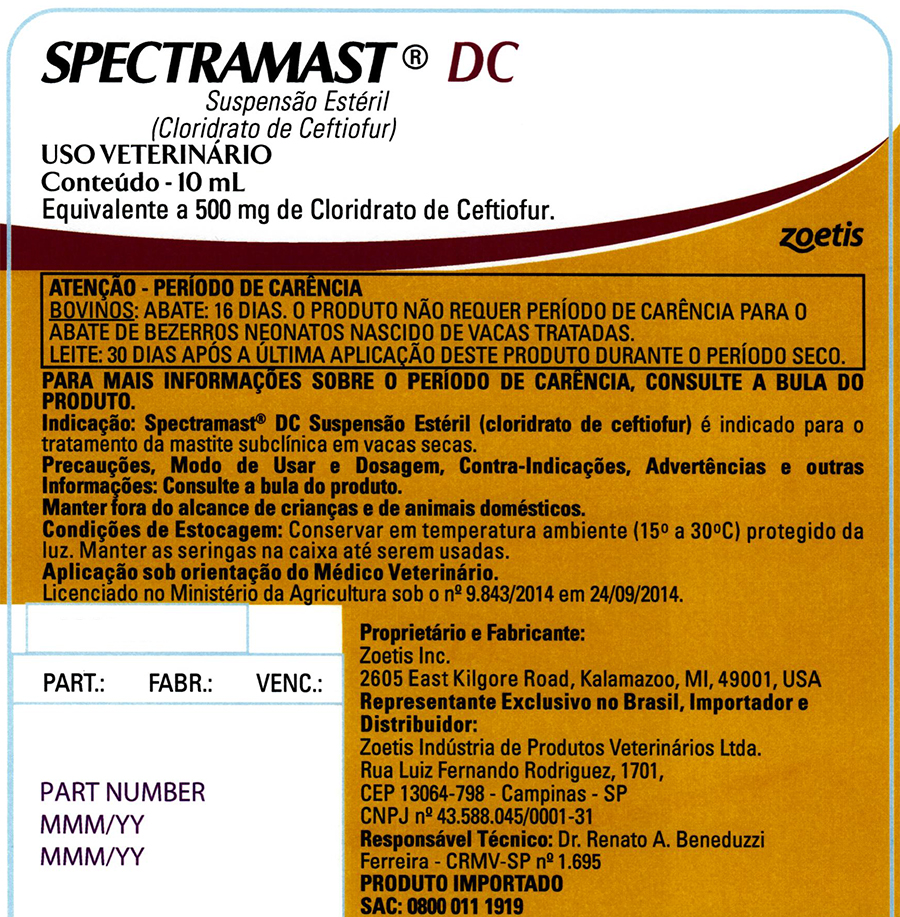 Spectramast DC -  É indicado para o tratamento de mastite subclínica em vacas secas.