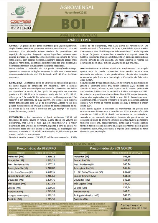 Clique e veja o PDF do AGROMENSAL DE NOVEMBRO/18