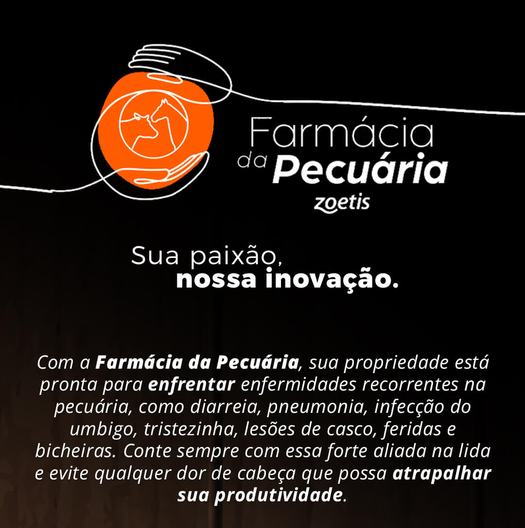 A campanha promocional da Zoetis está de volta, com kits feitos sob medida para a sua fazenda! Adquira produtos Zoetis na Gepec em condições especiais e abasteça sua Farmácia da Pecuária com os medicamentos para cada necessidade. Não perca tempo, aproveite e tenha praticidade e eficácia quando seu rebanho mais precisar. Corra, é por tempo limitado! Amplie sua Farmácia da Pecuária!